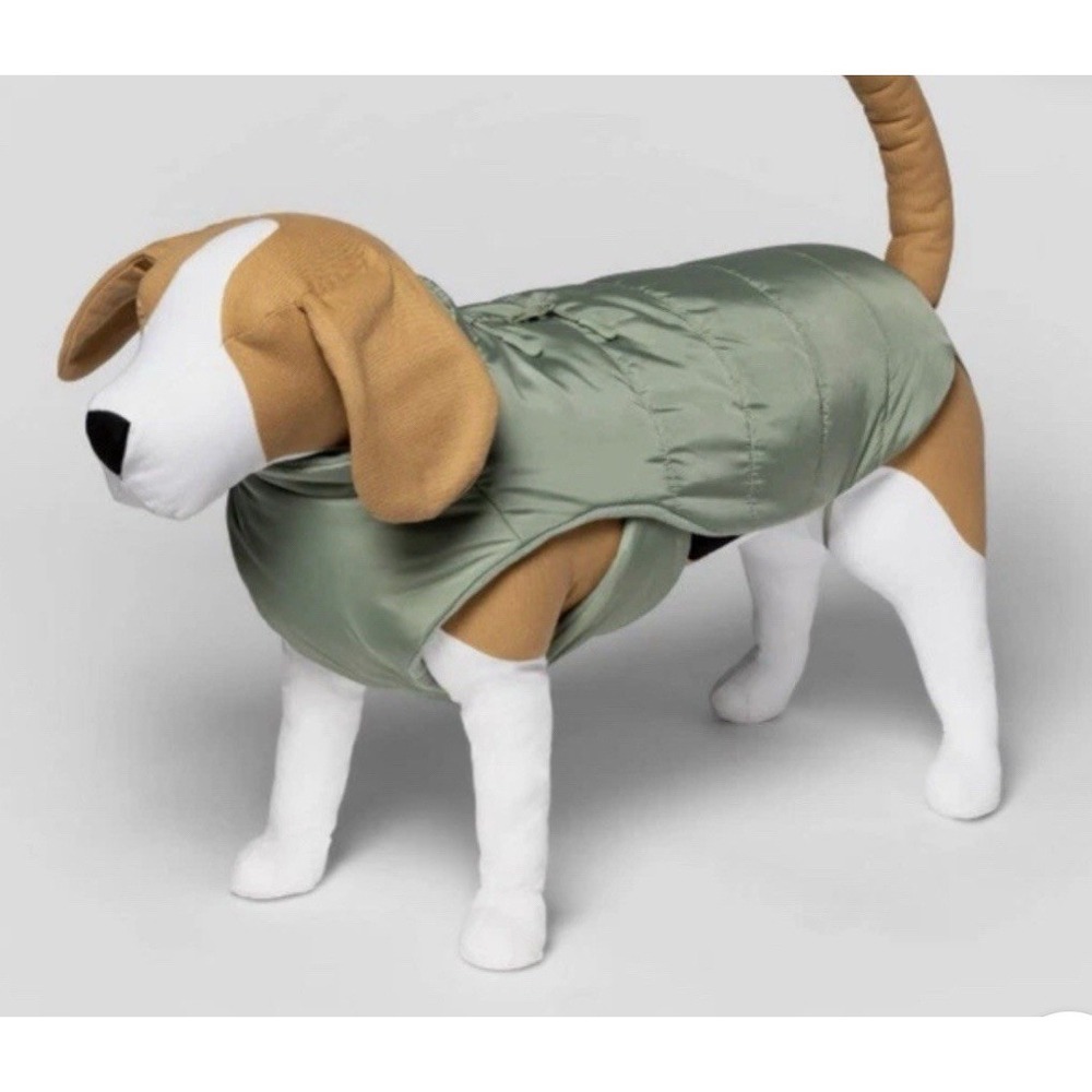 Boots & Barkley Dog Puffer Jacket with Buckle Green Size XL - Picture 4 of 6